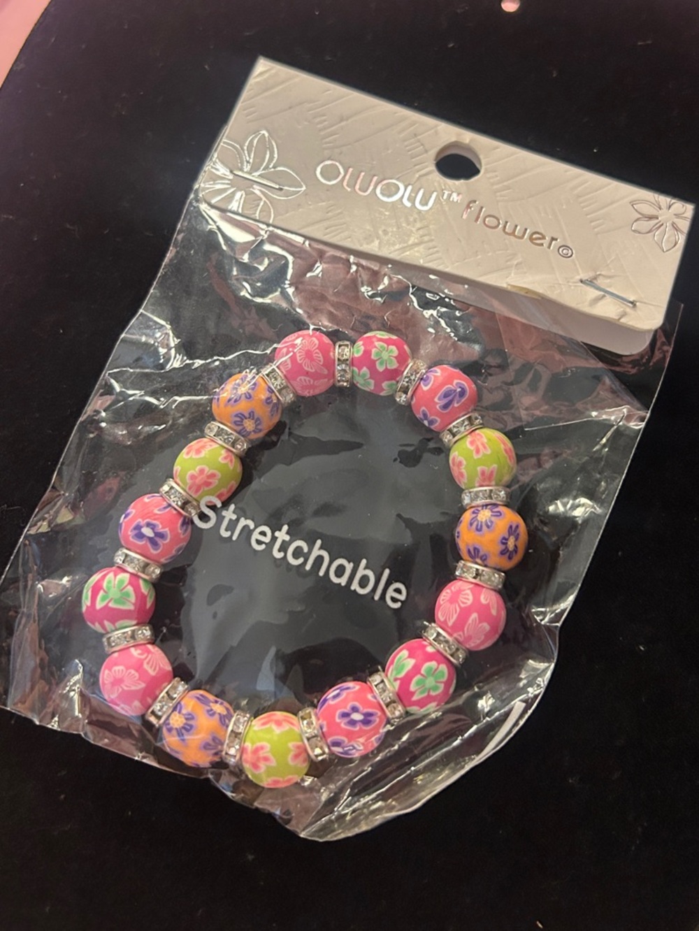 Colorful Floral Beaded Stretch Bracelet Summer Womens jewelry - Picture 2 of 2